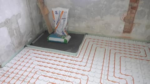 Fußbodenheizung, Trockenbau-Kompaktsystem im Eckraum